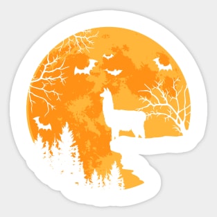 Llama Lovers Funny Llama And Moon Halloween Costume Sticker